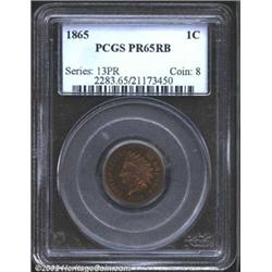 1865 1C PR65 Red and Brown PCGS. The second-year of Bronze Cent production, 1865 witnessed the deliv