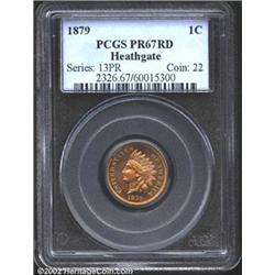 1879 1C PR67 Red PCGS. Ex: Heathgate. With no coins certified finer at PCGS, this fully lustrous, Su