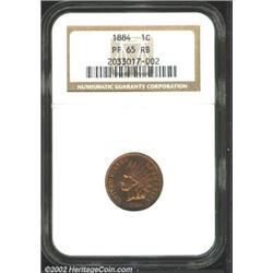 1884 1C PR65 Red and Brown NGC. Golden-orange color. The 88 in the date is lightly repunched within.