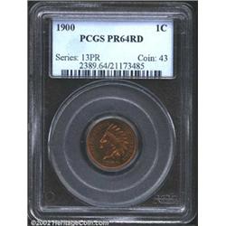 1900 1C PR64 Red PCGS. Fully lustrous with dominant crimson-red color, there are some deeply set, ol