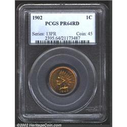 1902 1C PR64 Red PCGS. Radiant yellow-gold and champagne-rose colors. A sharply struck near-Gem that