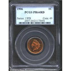 1906 1C PR64 Red PCGS. Lovely cherry-red and golden-orange luster is evident over both sides of this