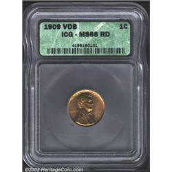 1909 VDB 1C MS66 Red ICG. A solid high grade example of this first year issue. Pleasing light red pa