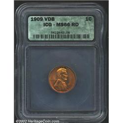 1909 VDB 1C MS66 Red ICG. Bright shades of orange and yellow color interchange across each side. A h