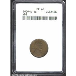 1909-S VDB 1C XF40 ANACS. A pleasing specimen that has unabraded surfaces and rich details on the de