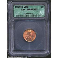 1909-S VDB 1C MS65 Red ICG. Frosty in texture, the surfaces are awash in full, original, pink-red lu