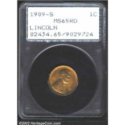 1909-S 1C MS65 Red PCGS. A well struck Gem that has luminous honey-yellow color. A lustrous and care