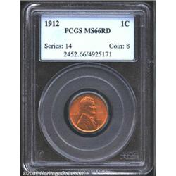 1912 1C MS66 Red PCGS. A well struck and lustrous Gem that has fiery orange color. The obverse has f