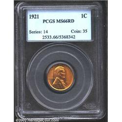 1921 1C MS66 Red PCGS. A flashy Gem with a bold strike, bright yellow-orange color, and gorgeous sur