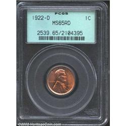 1922-D 1C MS65 Red PCGS. Salmon pink with violet and crimson undertones. The surfaces are very well.