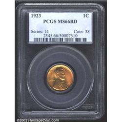 1923 1C MS66 Red PCGS. The yellow-red color is bright and gorgeous. A lustrous Gem with a very good.