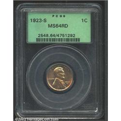 1923-S 1C MS64 Red PCGS. Pale gold and lilac color. A nicely struck near-Gem that has good luster an