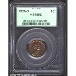 1925-D 1C MS65 Red PCGS. A sharply struck ruby-red Cent that has rich luster and a few miniscule car