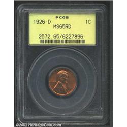 1926-D 1C MS65 Red PCGS. Rich orange color. A lustrous Gem that has unabraded surfaces and a typical