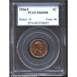 1926-S 1C MS65 Red and Brown PCGS. The eye appeal of this coin is truly remarkable. Both sides are u