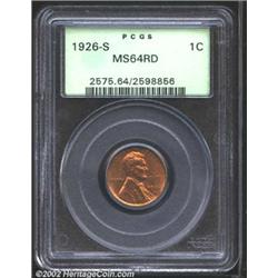 1926-S 1C MS64 Red PCGS. The 1926-S is a very scarce issue in all grades in spite of an original min