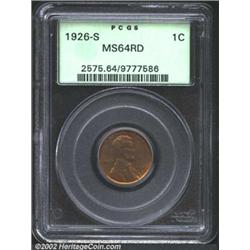 1926-S 1C MS64 Red PCGS. This well struck example has bright orange-red luster over each side with s