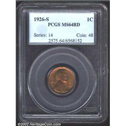 1926-S 1C MS64 Red PCGS. While the '26-S is relatively available in circulated grades, it is quite a