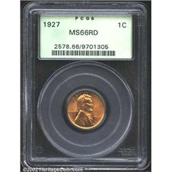 1927 1C MS66 Red PCGS. A gorgeous yellow-gold Gem that has exquisite surfaces and an above average s