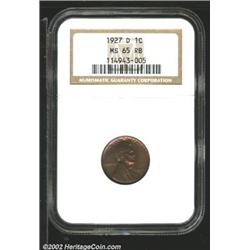 1927-D 1C MS65 Red and Brown NGC. A pleasing Gem due to its bold strike and relentlessly undisturbed