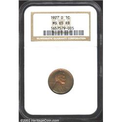 1927-D 1C MS65 Red and Brown NGC. Iridescent bands of lime-green, violet, and gold color. Nicely str