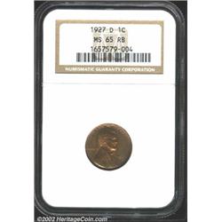 1927-D 1C MS65 Red and Brown NGC. Peripheral bands of aqua-green and violet color surround the golde