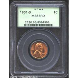 1931-S 1C MS65 Red PCGS. Deep gold color. A lustrous Gem that has a reasonable strike and relatively