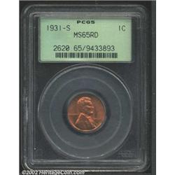 1931-S 1C MS65 Red PCGS. A flashy crimson-orange Gem that has a good strike and relatively clean sur