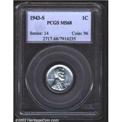 1943-S 1C MS68 PCGS. A well struck and lustrous Superb Gem that has carefully preserved surfaces. Th