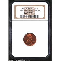 1970-S 1C Doubled Die MS65 Red and Brown NGC. FS-029, DDO-1. The obverse doubling is most readily ev