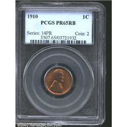 1910 1C PR65 Red and Brown PCGS. The radiant orange fields accompany the violet legends and devices.