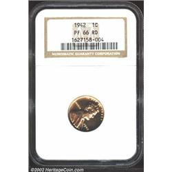 1942 1C PR66 Red NGC. Radiant gold in color, with a wisp of rose hues in the right obverse field. We