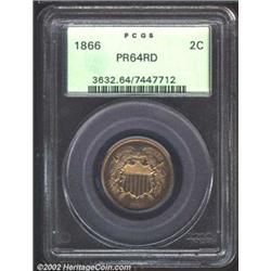 1866 2C PR64 Red PCGS. While not an especially rare proof in terms of total number of coins known, t