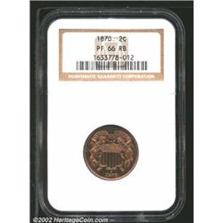 1870 2C PR66 Red and Brown NGC. Very reflective surfaces with a lot of original red. The coin has an