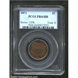 1871 2C PR66 Red and Brown PCGS. The lack of high grade 1871 business strikes lends a great populari