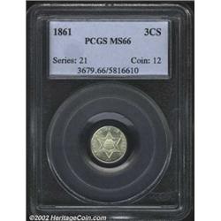 1861 3CS MS66 PCGS. Well struck with strong original luster and slight yellow undertones. The coin s