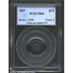 1857 3CS PR65 PCGS. The 1857 is the final proof issue before the Mint dramatically stepped up produc