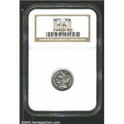 1871 3CN PR64 NGC. A well struck near-Gem with immaculately preserved surfaces. The reverse has leng