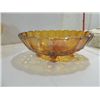 Image 2 : LOT 3 DECORATIVE AMBER CARNIVAL GLASS: COMPOTE,
