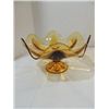 Image 4 : LOT 3 DECORATIVE AMBER CARNIVAL GLASS: COMPOTE,