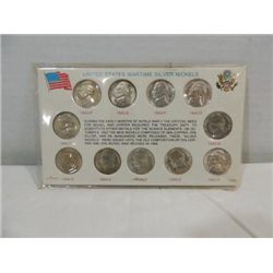 LOT 11 SET UNC WARTIME SILVER JEFFERSON NICKELS