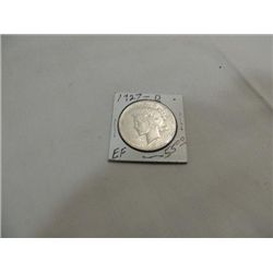 1927-D CIRCULATED (EF) PEACE SILVER DOLLAR