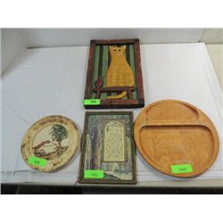 LOT 4 VINTAGE ASSORTED WALL HANGINGS: 1914 FRAMED