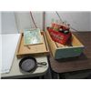 Image 1 : LOT 5 MIXED COLLECTIBLES: 2 WOODEN CRATES, #3 CAST