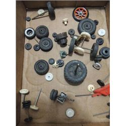BOX LOT VINTAGE HARD RUBBER TOY WHEELS: REPAIR