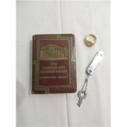 LOT 2 VINTAGE FRANKLIN BANK BOOK COIN BANK & KEY,