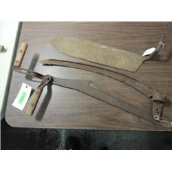 LOT 3 ANTIQUE FARM EQUIPMENT IRON HAND SCYTHES