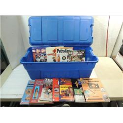 16 GALLON RUBBERMAID STORAGE BIN & 11 REFERENCE