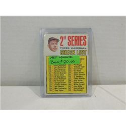 1967 TOPPS #103 BASEBALL CHECK LIST CARD MANTLE