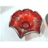 Image 2 : LOT 2 RUFFLED EDGE RUBY GLASS BOWL STERLING SILVER